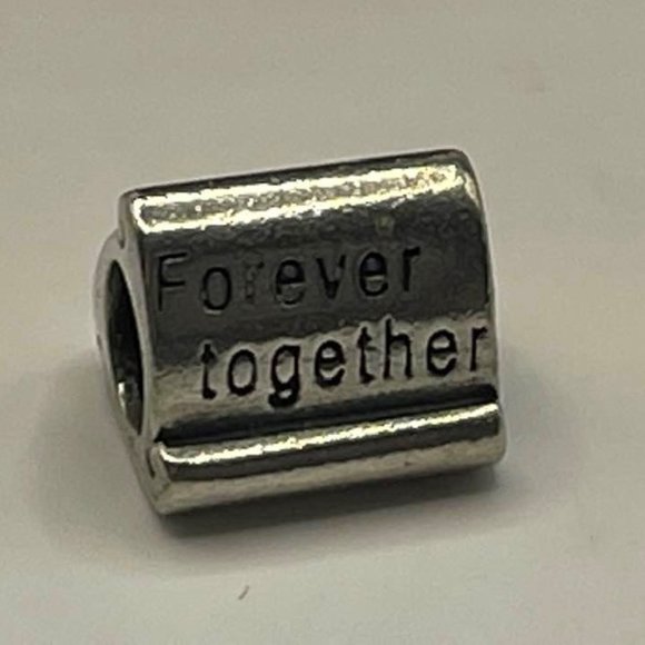Silver charm ~ "Forever Together" scroll design - 9.25 silver - Picture 2 of 5